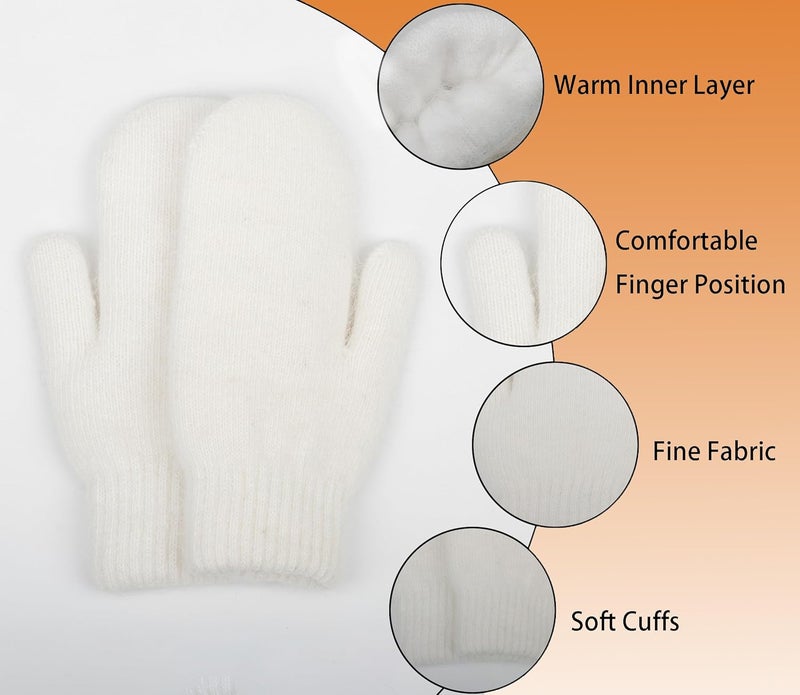 FGSS Winter Warm Mittens for Women Men - Soft Faux Rabbit Fur Mittens Elastic Cuff Stretchy Knit Gloves Cold Weather - Image 4